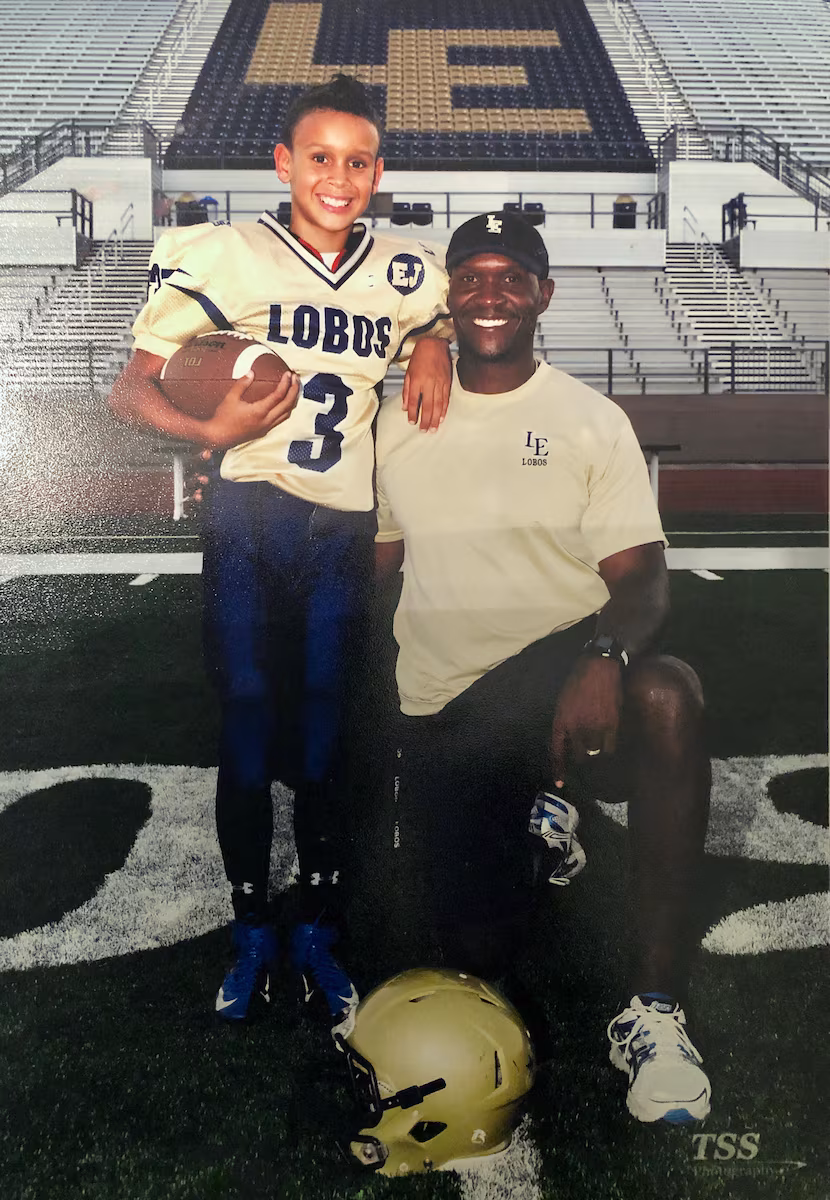 Eli Stowers (left) with his father Donald Stowers (right). Donald is a former high school...