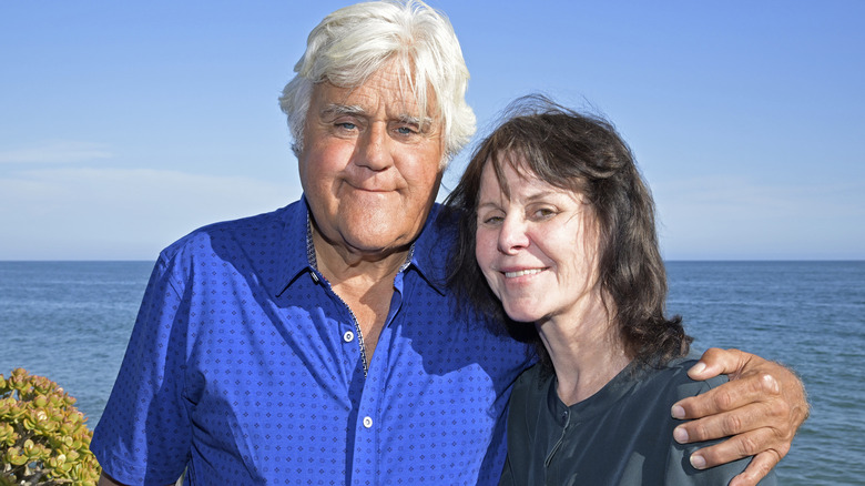 Jay and Mavis Leno at the 2022 unveiling of the Meyers Manx electric automobile