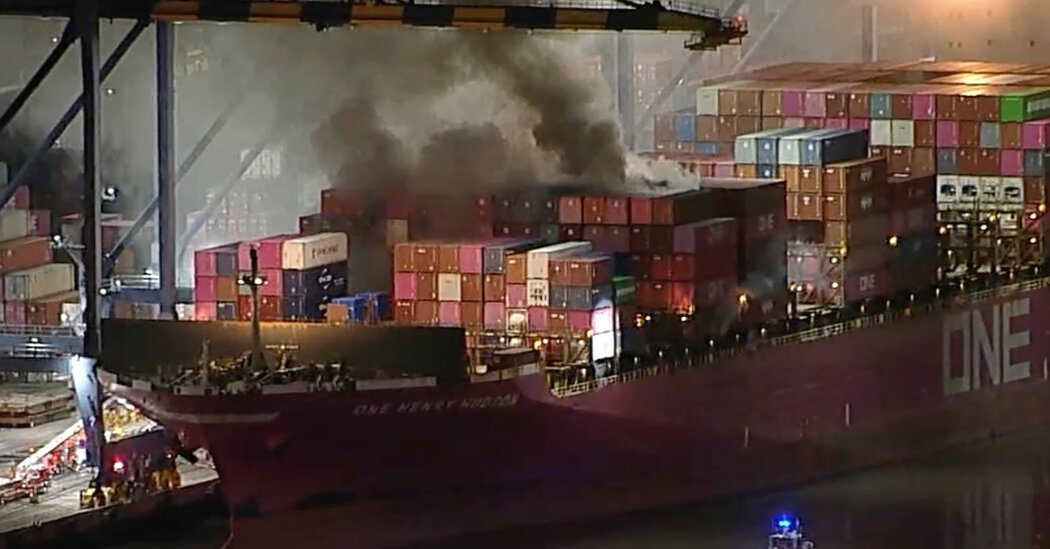 Fire Breaks Out on Cargo Ship in the Port of Los Angeles