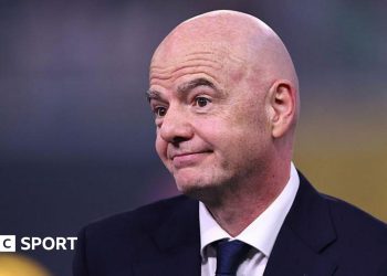 Fifa president Gianni Infantino smiles