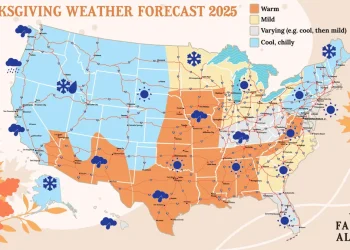 Thanksgiving winter storm forecast snow; Farmer's Almanac winter 2025