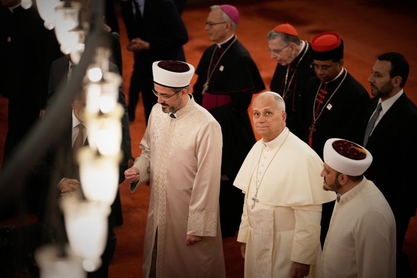 Leo is the third pope to visit the Blue Mosque in Istanbul.