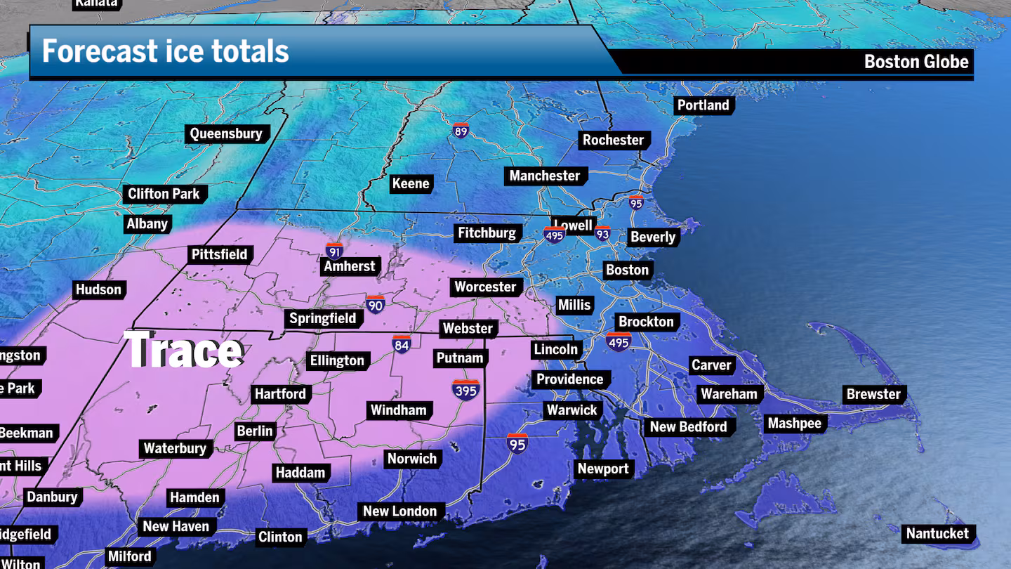 Freezing rain may lead to some slick spots across Southern New England, especially late Friday into Saturday morning.