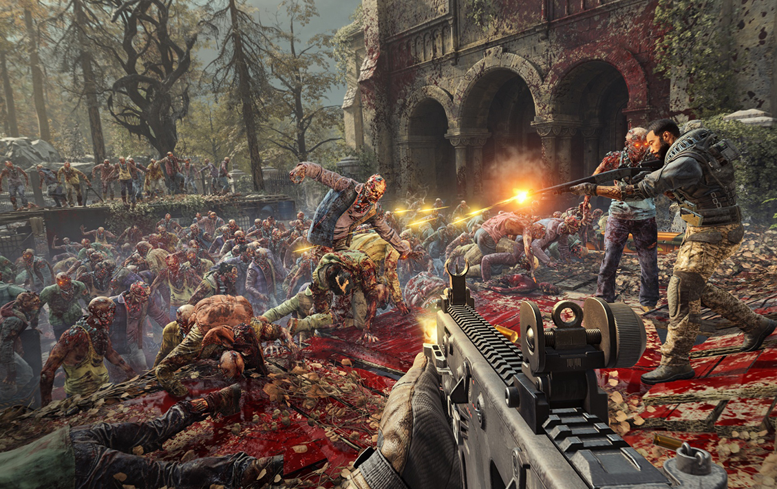 Screens of a zombie horde shooter