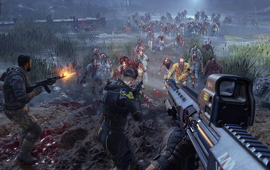 Screens of a zombie horde shooter