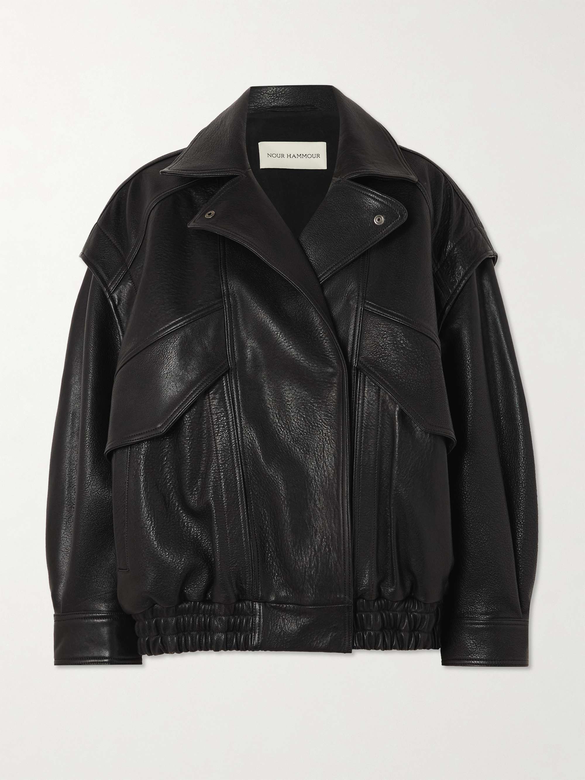 Micah Oversized Paneled Textured-Leather Jacket
