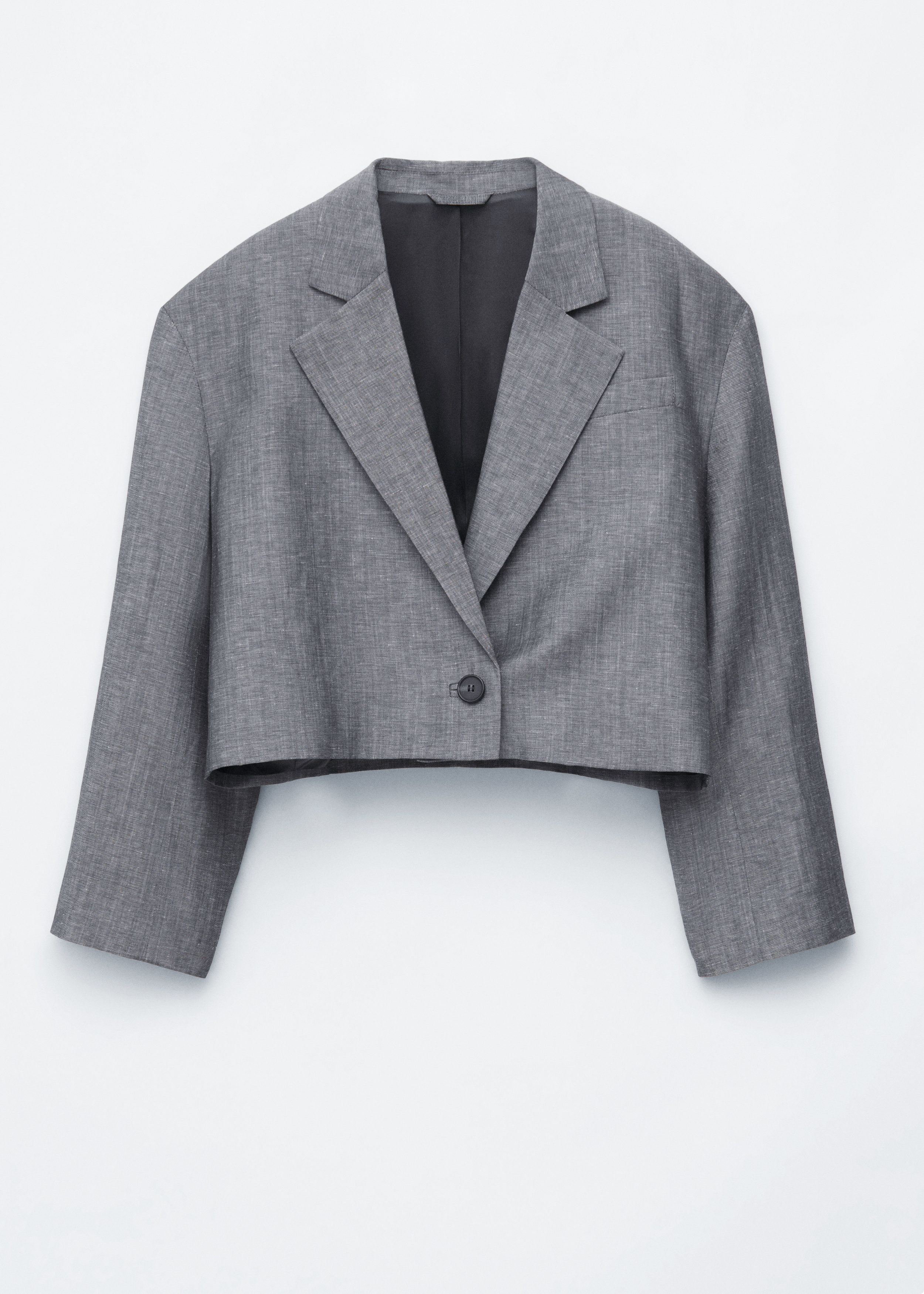 Cropped Wool-Linen Blazer