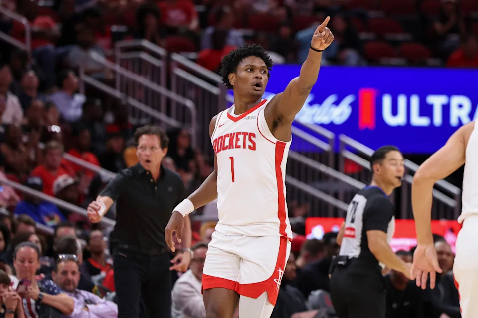 Houston Rockets guard Amen Thompson (1)Credit&colon; Troy Taormina-Imagn Images