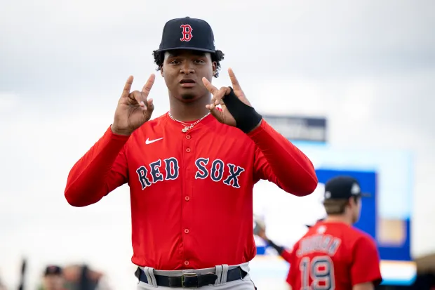 PORT CHARLOTTE, FLORIDA - MARCH 13: Boston Red Sox prospect Justin Gonzales reacts before a 2025 MLB Spring Breakout game against the Tampa Bay Rays at Charlotte Sports Park in Port Charlotte, Florida on March 13, 2025. (Photo by Maddie Malhotra/Boston Red Sox/Getty Images) *** Local Caption ***Justin Gonzales