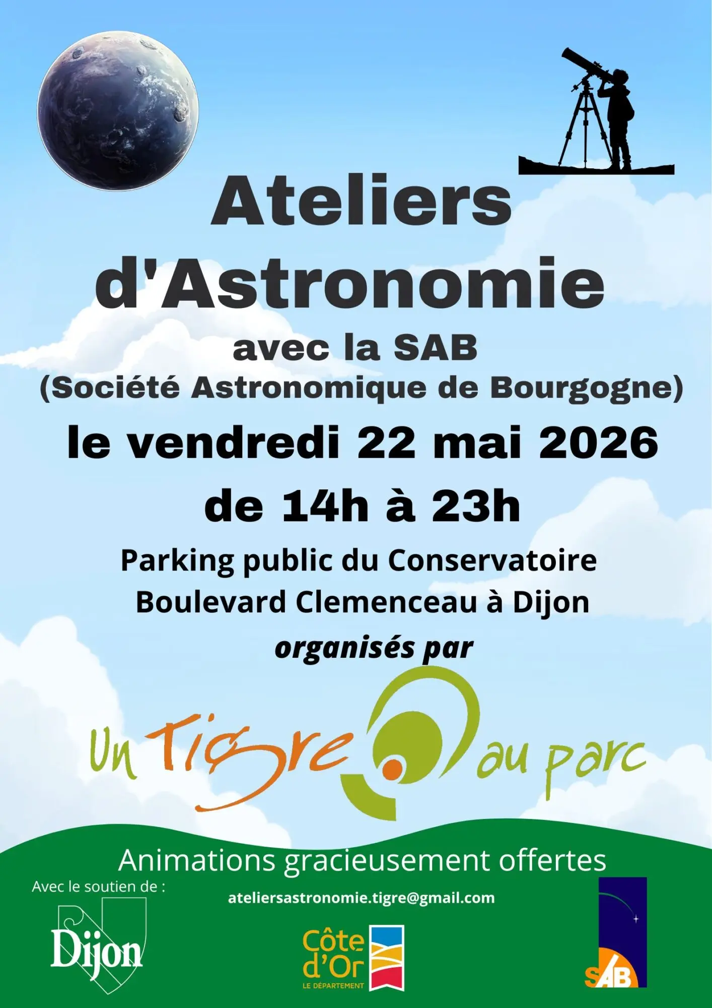 Les 11e Ateliers d'Astronomie organisés par l'association de quartier UN TIGRE AU PARC